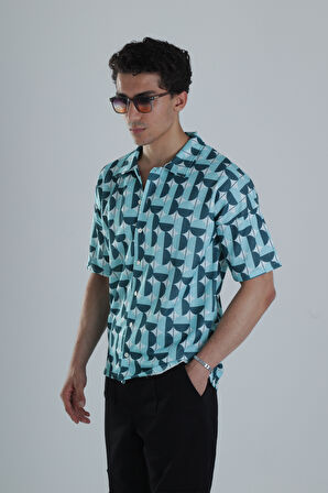 Erkek Küre Desenli Hawai Gömlek COC1159