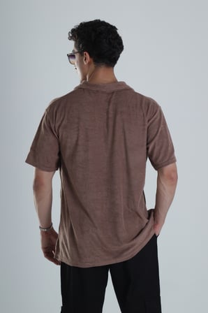 Erkek Kahve T-Shirt Dokuma Kumaş COC1157