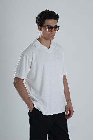 Erkek Beyaz T-Shirt Dokuma Kumaş COC1156