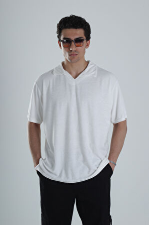 Erkek Beyaz T-Shirt Dokuma Kumaş COC1156