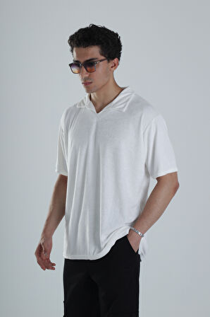 Erkek Beyaz T-Shirt Dokuma Kumaş COC1156