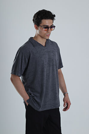 Erkek Antrasit T-Shirt Dokuma Kumaş COC1155