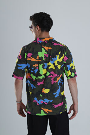 Erkek Kamuflaj Desenli Hawai Gömlek COC1154