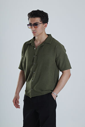 Erkek Haki Gofre Gömlek COC1153