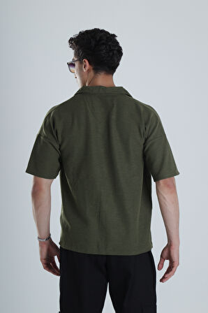 Erkek Haki Gofre Gömlek COC1153