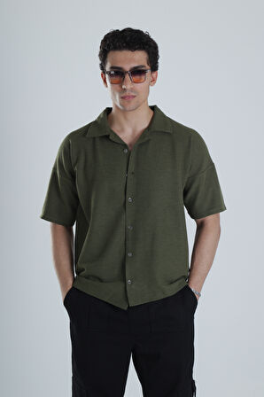 Erkek Haki Gofre Gömlek COC1153