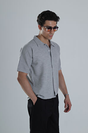 Erkek Gri Gofre Gömlek COC1152