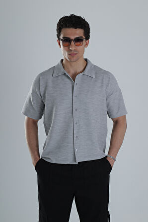 Erkek Gri Gofre Gömlek COC1152