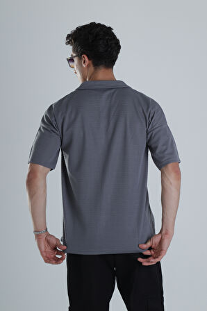 Erkek Antrasit Gofre Gömlek COC1148