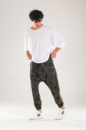 Yeşil Poker Desenli Harem Pantolon COC1147