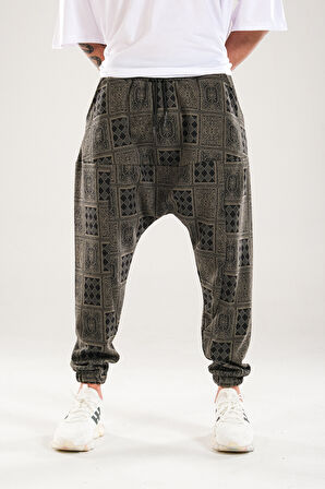 Yeşil Poker Desenli Harem Pantolon COC1147