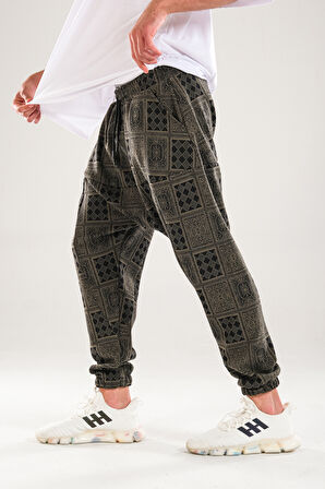 Yeşil Poker Desenli Harem Pantolon COC1147