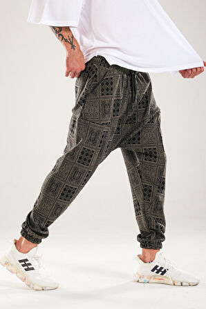 Yeşil Poker Desenli Harem Pantolon COC1147