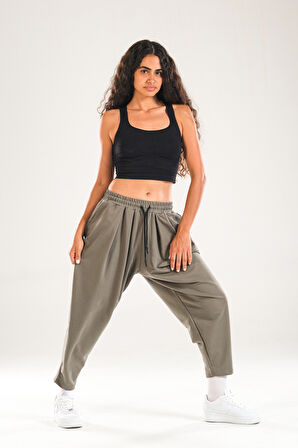 Yeşil Pileli Jogger Pantolon COC1145