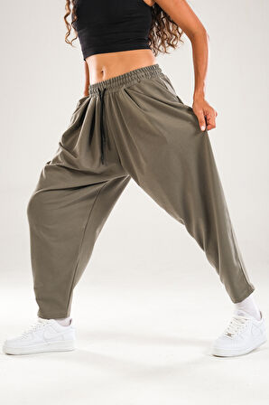 Yeşil Pileli Jogger Pantolon COC1145