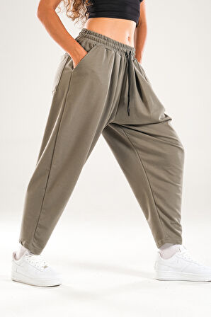 Yeşil Pileli Jogger Pantolon COC1145