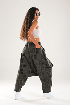 Poker Desenli Avangard Şalvar Pantolon COC1136