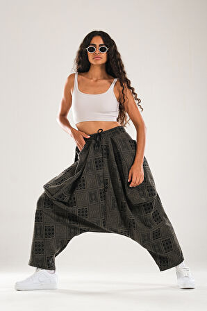 Poker Desenli Avangard Şalvar Pantolon COC1136