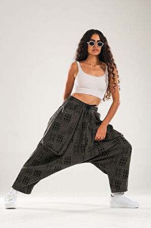 Poker Desenli Avangard Şalvar Pantolon COC1136