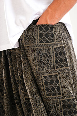 Poker Desenli Avangard Şalvar COC1135