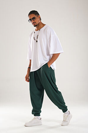 Fitilli Pileli Yeşil Şalvar Pantolon COC1128