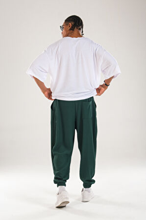 Fitilli Pileli Yeşil Şalvar Pantolon COC1128