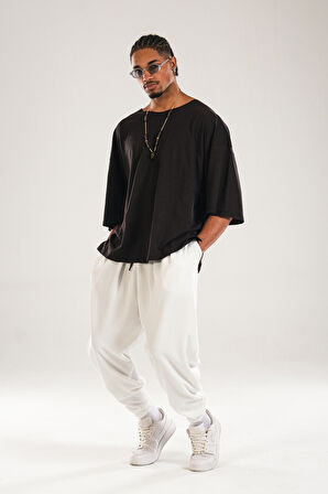 Fitilli Pileli Beyaz Şalvar Pantolon COC1126