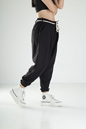 Kemer Detaylı Pileli Jogger Pantolon 3 İplik COC1110