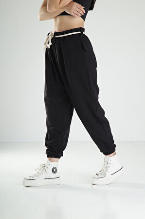 Kemer Detaylı Pileli Jogger Pantolon 3 İplik COC1110