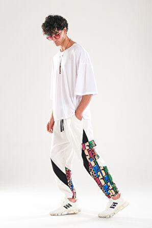 Neon Desenli Gabardin Jogger Pantolon COC1294