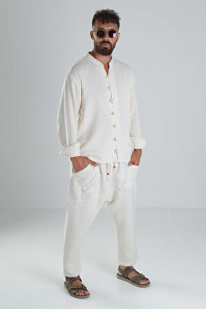 Tasarım Bej Müslin Şalvar Takım COC1287