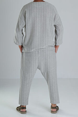 Yeşil Keten Pamuk Tasarım Şalvar Takım COC1286