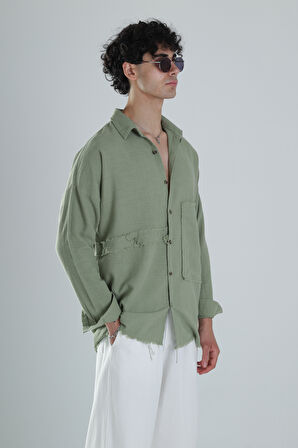 Yeşil Tasarım Keten Gömlek COC1207