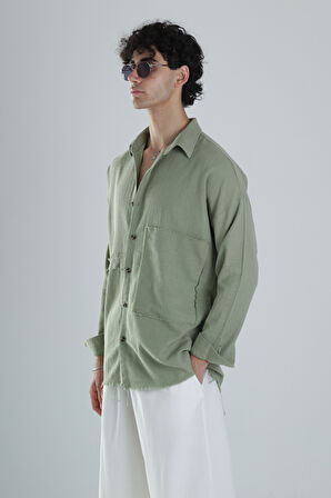 Yeşil Tasarım Keten Gömlek COC1207