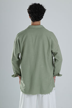 Yeşil Tasarım Keten Gömlek COC1207