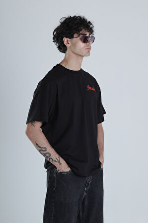 Paradise Siyah Oversize Tasarım T-Shirt COC1399