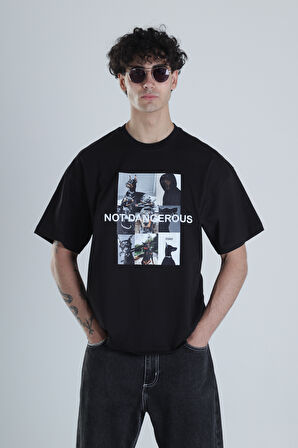 Not Dangerous Siyah Oversize Tasarım T-Shirt COC1396