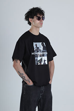 Not Dangerous Siyah Oversize Tasarım T-Shirt COC1396