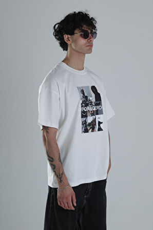 Not Dangerous Beyaz Oversize Tasarım T-Shirt COC1395