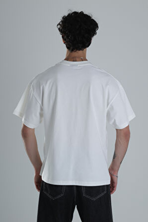 Not Dangerous Beyaz Oversize Tasarım T-Shirt COC1395