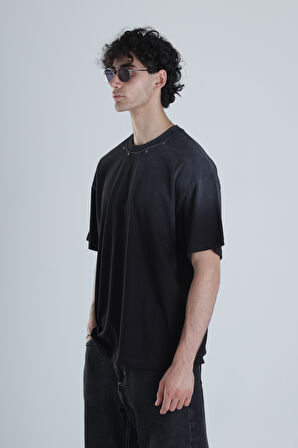 Antrasit Oversize Tasarım T-Shirt COC1382