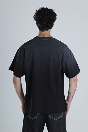 Antrasit Oversize Tasarım T-Shirt COC1382
