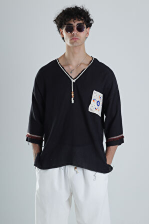 Kolyeli Tasarım Fakir Kol T-Shirt COC1363