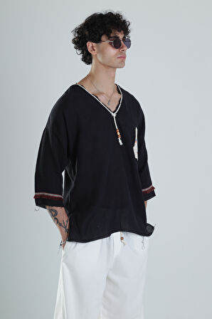 Kolyeli Tasarım Fakir Kol T-Shirt COC1363