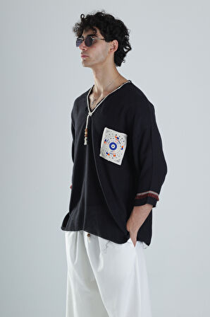 Kolyeli Tasarım Fakir Kol T-Shirt COC1363