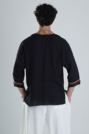 Kolyeli Tasarım Fakir Kol T-Shirt COC1363