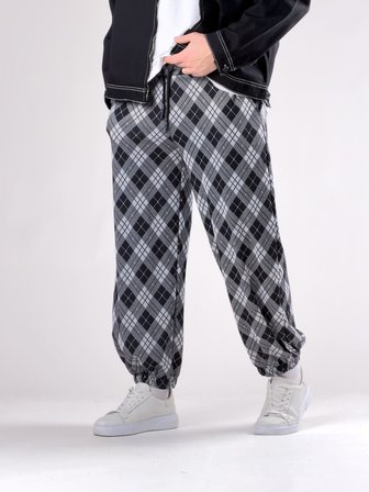 Desenli Gri Erkek Baggy Pantolon COC2786