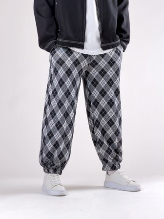Desenli Gri Erkek Baggy Pantolon COC2786