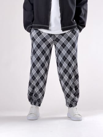 Desenli Gri Erkek Baggy Pantolon COC2786