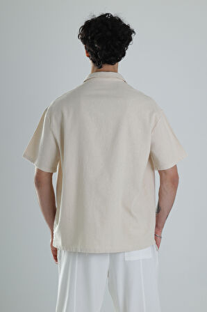 Çiçek Desenli Keten Tasarım Gömlek COC1355